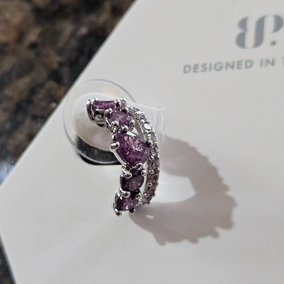 Bomb Party RBP6213 "Heaven's Sake" Amethyst Ice Crystal Earrings - Picture 2 of 5